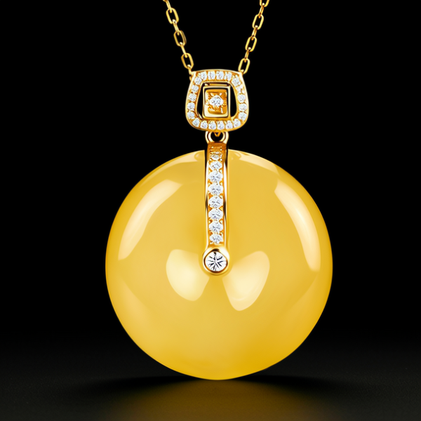 黄金玉石吊坠项链图片